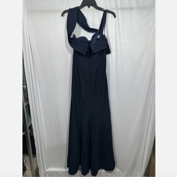 NEW $244 After Six Crepe One Shoulder Draped Trumpet Gown Midnight [ SZ 4 ] Q452 - Picture 9 of 15